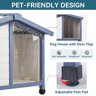 Show full view: Petsfit Adjustable Foot Mat & Door Flap Wooden Outdoor Dog House, White, Medium: 42-in slide 4 of 6