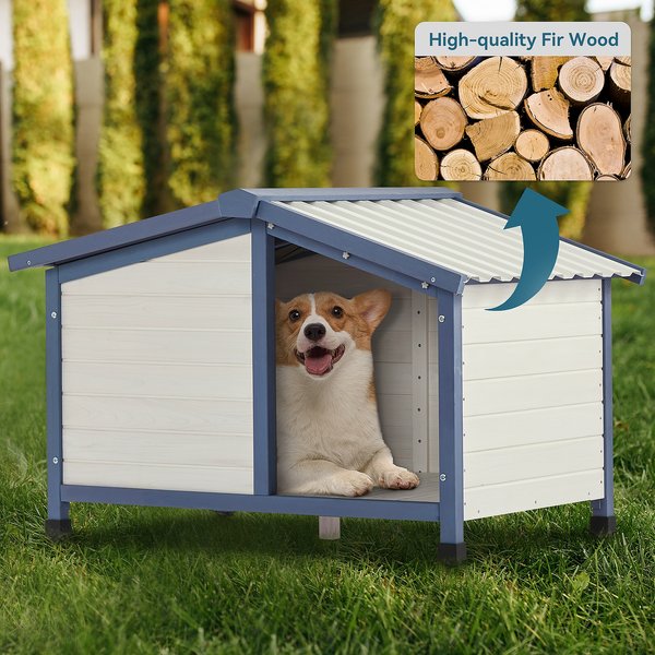 Show full view: Petsfit Adjustable Foot Mat & Door Flap Wooden Outdoor Dog House, White, Medium: 42-in slide 6 of 6