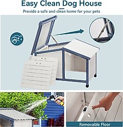 Petsfit Adjustable Foot Mat & Door Flap Wooden Outdoor Dog House, White, Small: 33-in slide 2 of 7