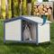 Show in main carousel: Petsfit Adjustable Foot Mat & Door Flap Wooden Outdoor Dog House, White, Small: 33-in slide 6 of 7