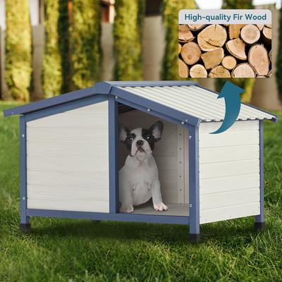 Show full view: Petsfit Adjustable Foot Mat & Door Flap Wooden Outdoor Dog House, White, Small: 33-in slide 6 of 7
