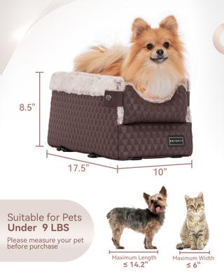 Show full view: Petsfit Center Small Dog Console Car Seat with Safe Protection Hooks, Upgraded Safety Tethers, & Washable Cushion, Medium, Brown slide 4 of 8