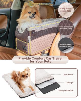 Show full view: Petsfit Center Small Dog Console Car Seat with Safe Protection Hooks, Upgraded Safety Tethers, & Washable Cushion, Medium, Brown slide 6 of 8