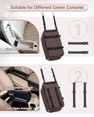 Show full view: Petsfit Center Small Dog Console Car Seat with Safe Protection Hooks, Upgraded Safety Tethers, & Washable Cushion, Medium, Brown slide 5 of 8