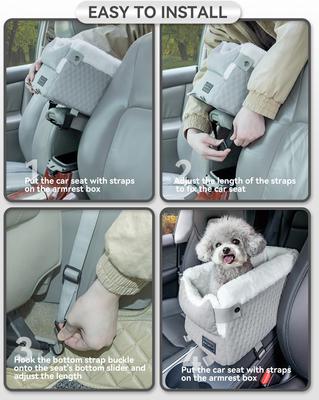 Show full view: Petsfit Center Small Dog Console Car Seat with Safe Protection Hooks, Upgraded Safety Tethers, & Washable Cushion, Medium, Gray slide 3 of 9