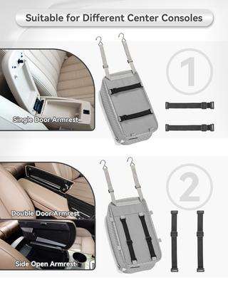 Show full view: Petsfit Center Small Dog Console Car Seat with Safe Protection Hooks, Upgraded Safety Tethers, & Washable Cushion, Medium, Gray slide 5 of 9