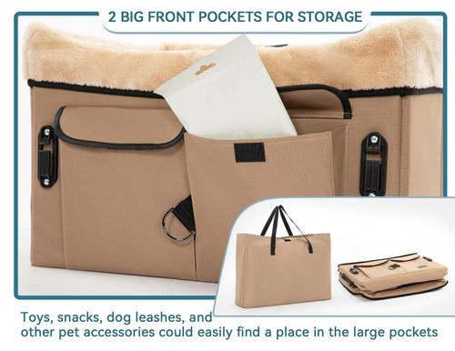 Show full view: Petsfit Dog Car Booster Seat, Washable Pad, Khaki, Medium slide 9 of 11