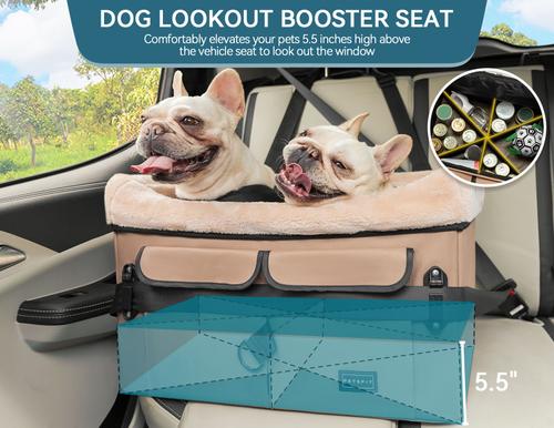 Show full view: Petsfit Dog Car Booster Seat, Washable Pad, Khaki, Medium slide 4 of 11