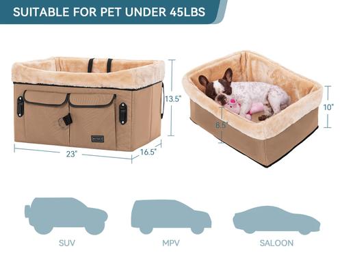 Show full view: Petsfit Dog Car Booster Seat, Washable Pad, Khaki, Medium slide 5 of 11