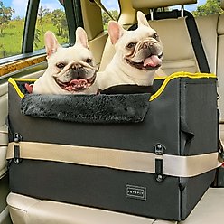 Petsfit Dog Car Booster Seat with 2 Clip-On Safety Leashes, Medium+, Black
