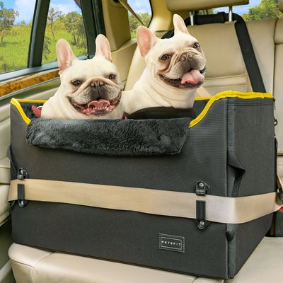 Petsfit Petsfit Dog Car Booster Seat with 2 Clip-On Safety Leashes, Medium+, Black