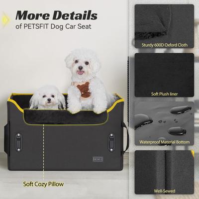Show full view: Petsfit Dog Car Booster Seat with 2 Clip-On Safety Leashes, Medium+, Black slide 9 of 11