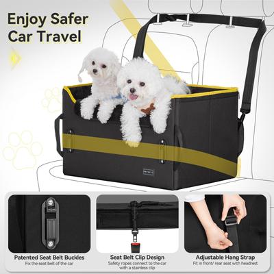 Show full view: Petsfit Dog Car Booster Seat with 2 Clip-On Safety Leashes, Medium+, Black slide 6 of 11