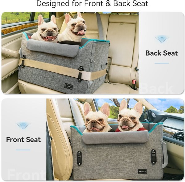 Petsfit Dog Car Booster Seat with 2 Clip-On Safety Leashes, Medium+