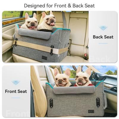 Show full view: Petsfit Dog Car Booster Seat with 2 Clip-On Safety Leashes, Medium+, Gray slide 2 of 10