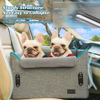 Show full view: Petsfit Dog Car Booster Seat with 2 Clip-On Safety Leashes, Medium+, Gray slide 8 of 10