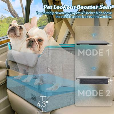 Show full view: Petsfit Dog Car Booster Seat with 2 Clip-On Safety Leashes, Medium+, Gray slide 3 of 10