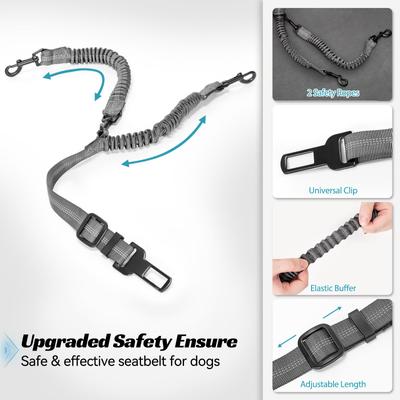 Show full view: Petsfit Dog Car Booster Seat with 2 Clip-On Safety Leashes, Medium+, Gray slide 5 of 10