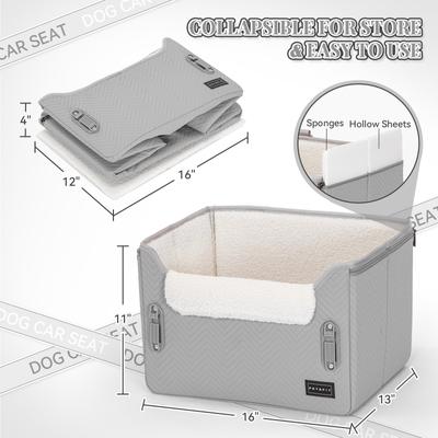 Show full view: Petsfit Dog Car Booster Seat with Clip-On Leash & Adjustable Straps, Medium, Gray slide 3 of 11