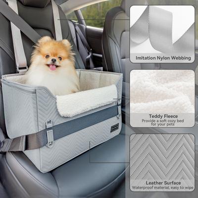 Show full view: Petsfit Dog Car Booster Seat with Clip-On Leash & Adjustable Straps, Medium, Gray slide 8 of 11