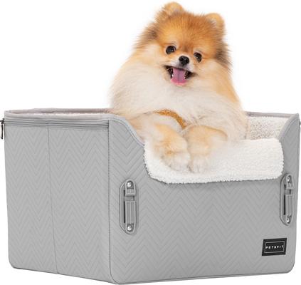 Show full view: Petsfit Dog Car Booster Seat with Clip-On Leash & Adjustable Straps, Medium, Gray slide 10 of 11