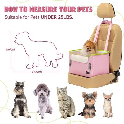 Show full view: Petsfit Dog Car Booster Seat with Clip-On Leash & Adjustable Straps, Medium, Pink slide 7 of 10