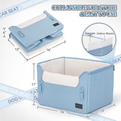 Show full view: Petsfit Dog Car Booster Seat with Clip-On Leash & Fleece Liner, Blue, Medium slide 6 of 9