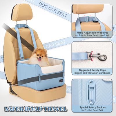 Show full view: Petsfit Dog Car Booster Seat with Clip-On Leash & Fleece Liner, Blue, Medium slide 3 of 9
