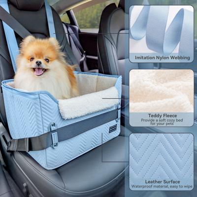 Show full view: Petsfit Dog Car Booster Seat with Clip-On Leash & Fleece Liner, Blue, Medium slide 4 of 9