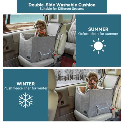 Show full view: Petsfit Dog Car Booster Seat with Safety Belt, Washable Double-Sided Cushion & Storage Pocket, Gray, Small slide 6 of 11