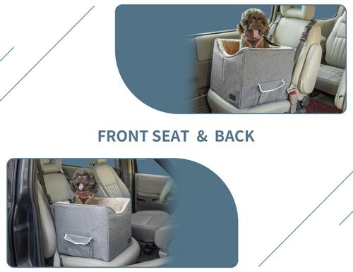 Show full view: Petsfit Dog Car Booster Seat with Safety Belt, Washable Double-Sided Cushion & Storage Pocket, Gray, Small slide 9 of 11