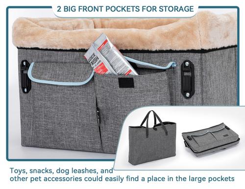 Show full view: Petsfit Dog Car Booster Seat with Washable Pad, Gray, Medium slide 6 of 10