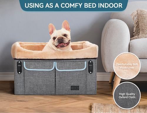 Show full view: Petsfit Dog Car Booster Seat with Washable Pad, Gray, Medium slide 9 of 10