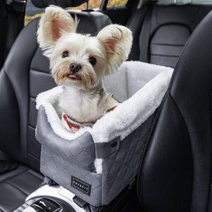Petsfit Center Small Dog Console Car Seat with Safe Protection Hooks, Upgraded Safety Tethers, & Washable Cushion, Medium