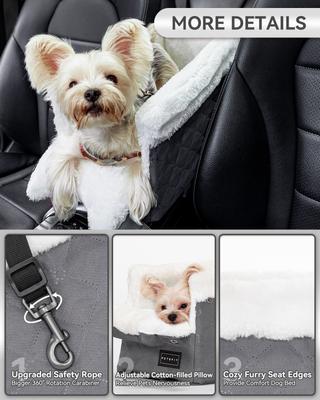 Show full view: Petsfit Dog Small Car Booster Seat with Washable Cushion, Gray, Medium slide 5 of 9