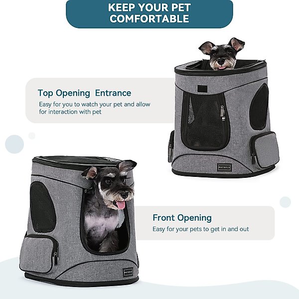 Show full view: Petsfit Easy-Fit Airline Approved Backpack Dog & Cat Carrier, 13.5 x 12.5 x 17.5-in, Gray slide 5 of 10