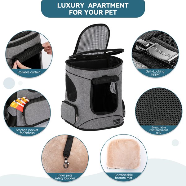 Show full view: Petsfit Easy-Fit Airline Approved Backpack Dog & Cat Carrier, 13.5 x 12.5 x 17.5-in, Gray slide 3 of 10