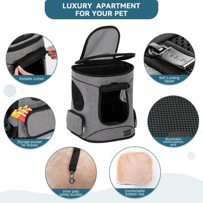 Show full view: Petsfit Easy-Fit Airline Approved Backpack Dog & Cat Carrier, 13.5 x 12.5 x 17.5-in, Gray slide 3 of 11