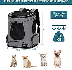 Petsfit Easy-Fit Airline Approved Backpack Dog & Cat Carrier, 13.5 x 12.5 x 17.5-in, Gray slide 2 of 9