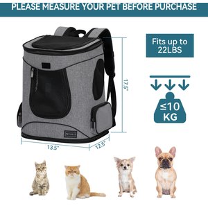 Petsfit Easy-Fit Airline Approved Backpack Dog & Cat Carrier, 13.5 x 12.5 x 17.5-in, Gray