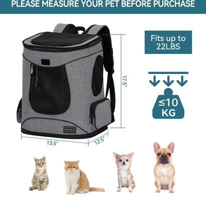 Show full view: Petsfit Easy-Fit Airline Approved Backpack Dog & Cat Carrier, 13.5 x 12.5 x 17.5-in, Gray slide 2 of 11