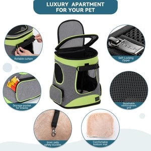 Petsfit Easy-Fit Airline Approved Backpack Dog & Cat Carrier, 13.5 x 12.5 x 17.5-in, Green