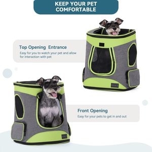 Petsfit Easy-Fit Airline Approved Backpack Dog & Cat Carrier, 13.5 x 12.5 x 17.5-in, Green