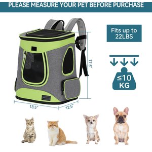 Petsfit Easy-Fit Airline Approved Backpack Dog & Cat Carrier, 13.5 x 12.5 x 17.5-in, Green