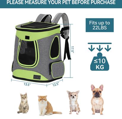 Show full view: Petsfit Easy-Fit Airline Approved Backpack Dog & Cat Carrier, 13.5 x 12.5 x 17.5-in, Green slide 2 of 10