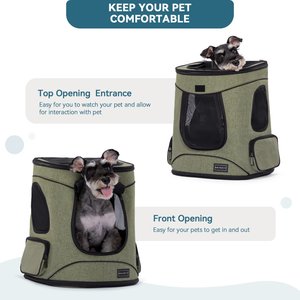Petsfit Easy-Fit Airline Approved Backpack Dog & Cat Carrier, 13.5 x 12.5 x 17.5-in, Light Green