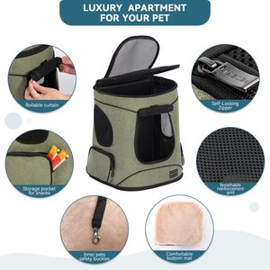 Petsfit Easy-Fit Airline Approved Backpack Dog & Cat Carrier, 13.5 x 12.5 x 17.5-in, Light Green