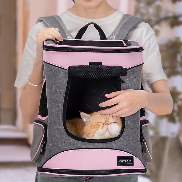 Show full view: Petsfit Easy-Fit Airline Approved Backpack Dog & Cat Carrier, 13.5 x 12.5 x 17.5-in, Pink slide 7 of 9