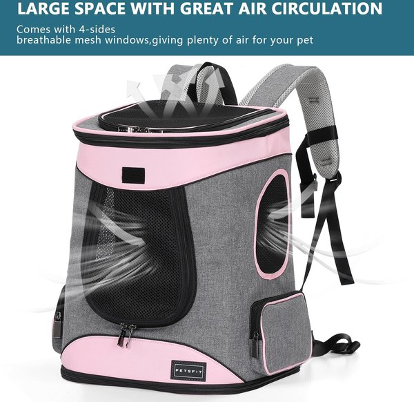 Show full view: Petsfit Easy-Fit Airline Approved Backpack Dog & Cat Carrier, 13.5 x 12.5 x 17.5-in, Pink slide 6 of 9