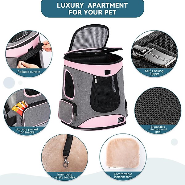 Show full view: Petsfit Easy-Fit Airline Approved Backpack Dog & Cat Carrier, 13.5 x 12.5 x 17.5-in, Pink slide 5 of 9